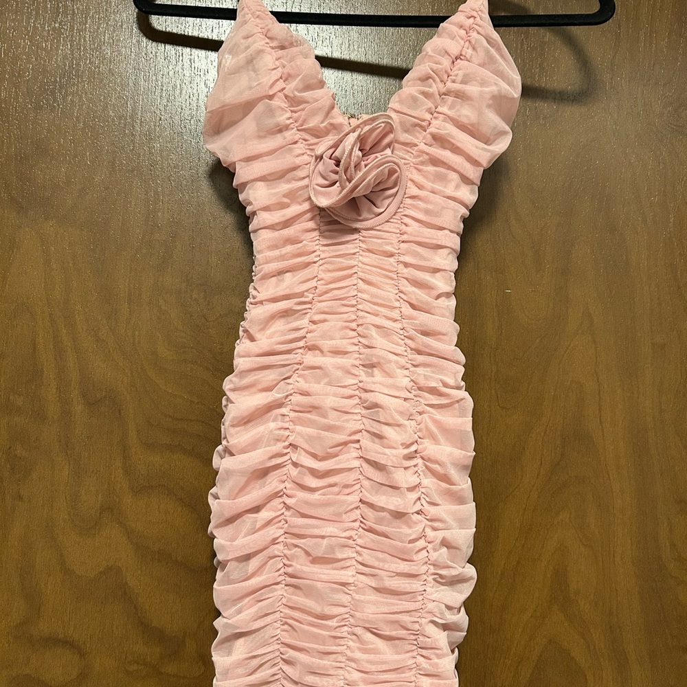 Oh Polly! Size 2 Pink Ruched Dress NEW